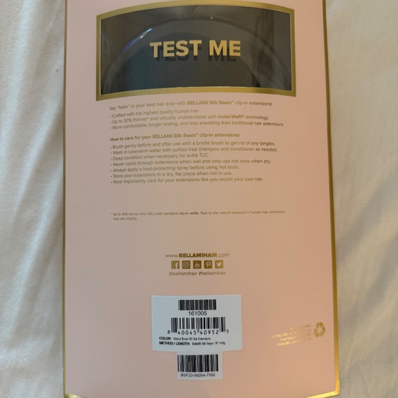 BELLAMI Silk Seam 140g 18" Walnut Brown Hair Clip In Extensions - Picture 4 of 5